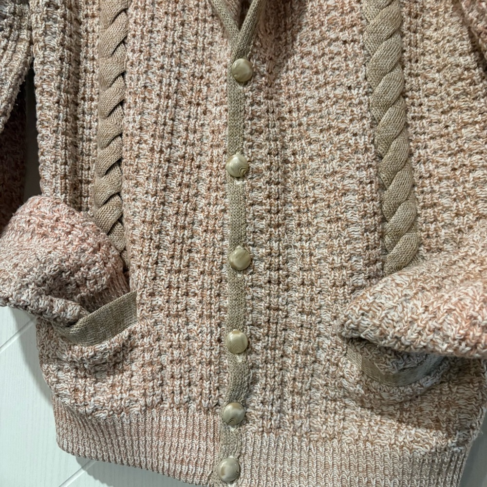 Vintage ChunkyKnit Cardigan Cable Knut ShawlCollar‎ Eclectic Grandpa cottagecore - Picture 3 of 6
